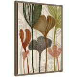 Framed canvas print titled Earthen Botanicals l by Nikita Jariwala showing warm walnut brown floral artwork in Sylvie frame