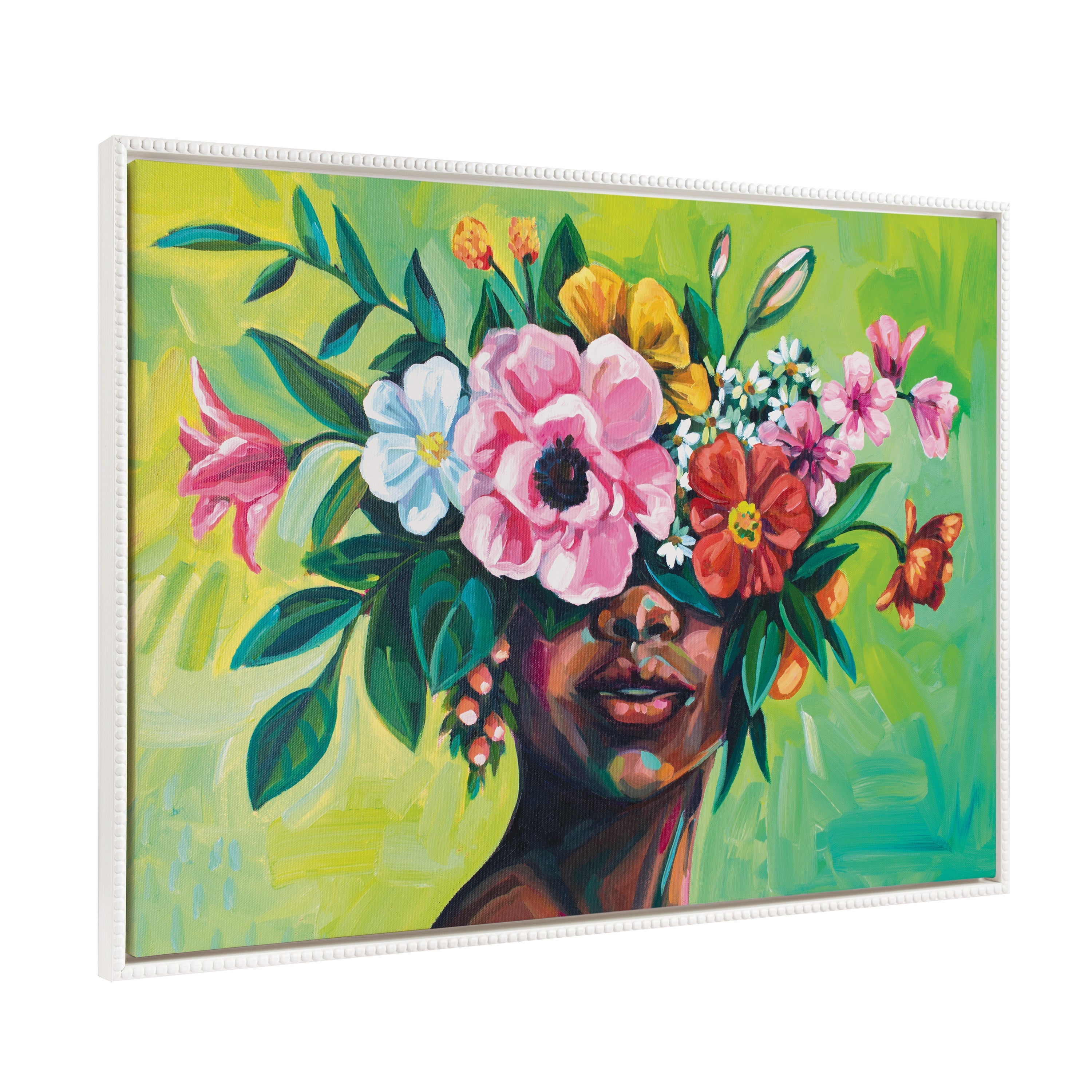 Sylvie Beaded She Chose to Flourish Framed Canvas by Rachel Christopoulos