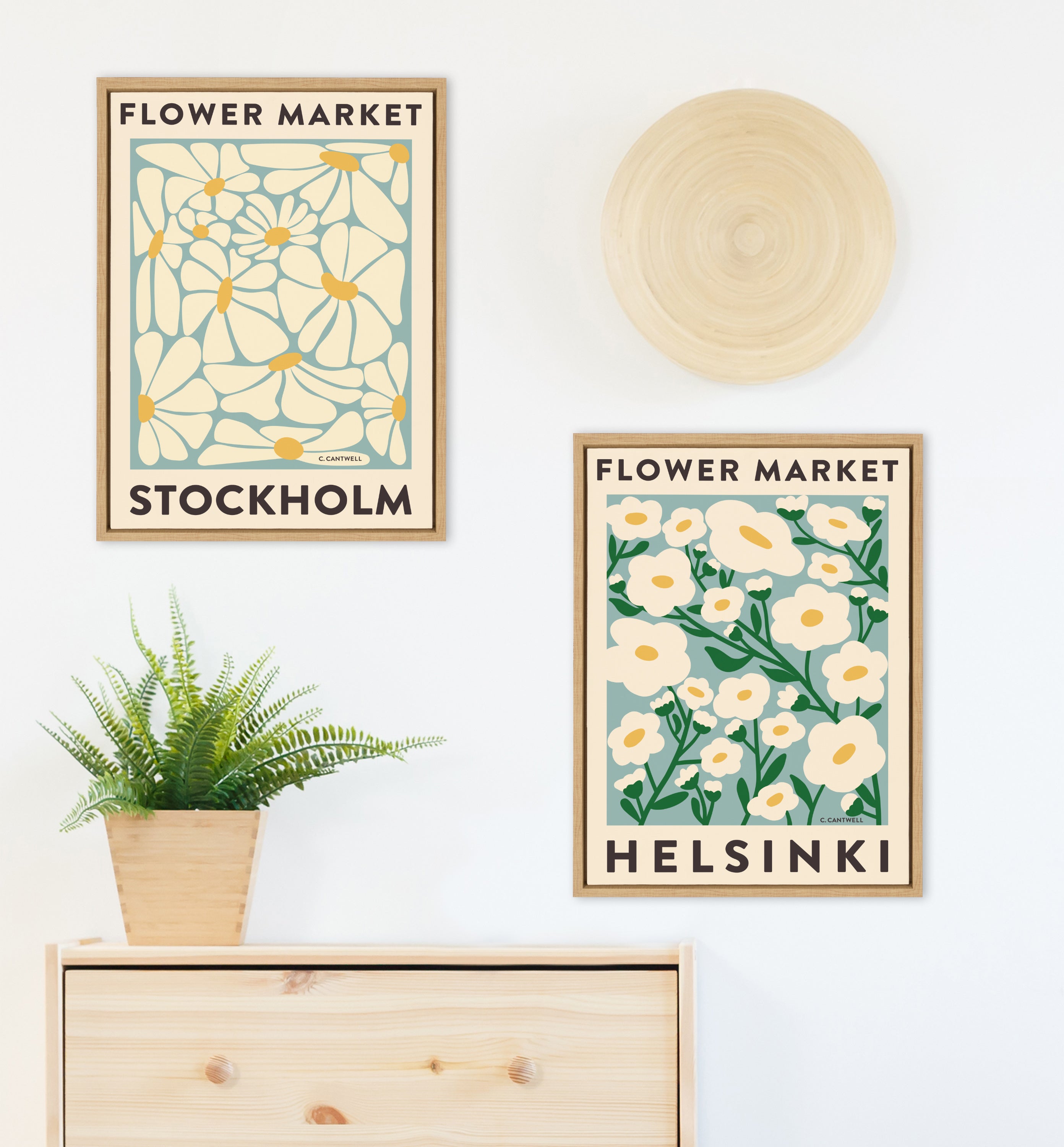 Sylvie Flower Market 1 and 2 Framed Canvas Art Set by Carrie Cantwell