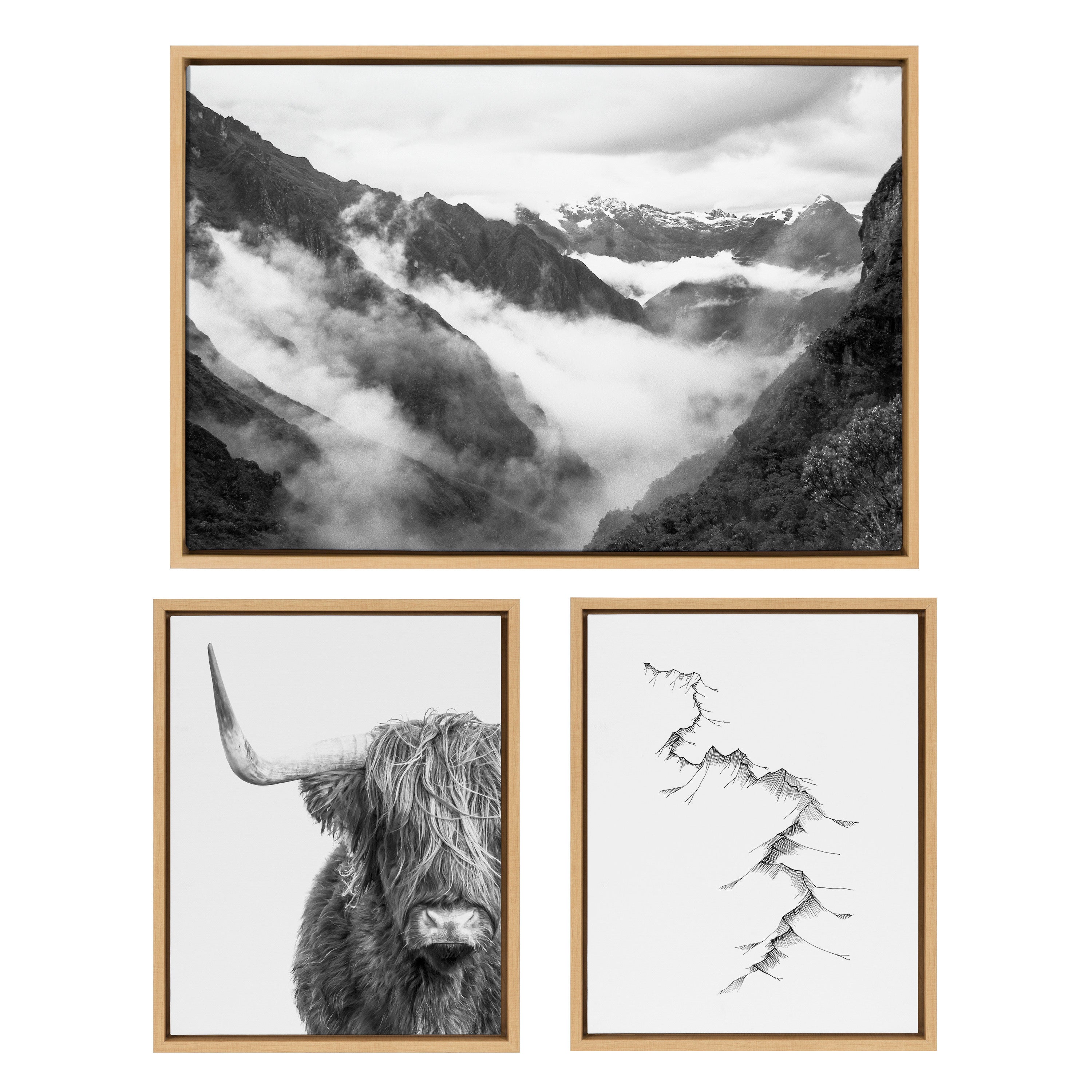 Sylvie BW Highland Cow No. 1 by kateandlaurel - main product image for Resin Society