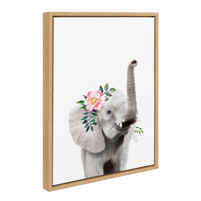 Sylvie Flower Crown Elephant Framed Canvas by Amy Peterson Art Studio