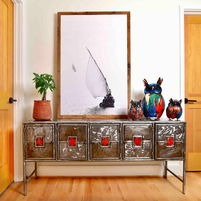 Recycled Metal Credenza - Red by Mbare Ltd - product image 2 for Resin Society