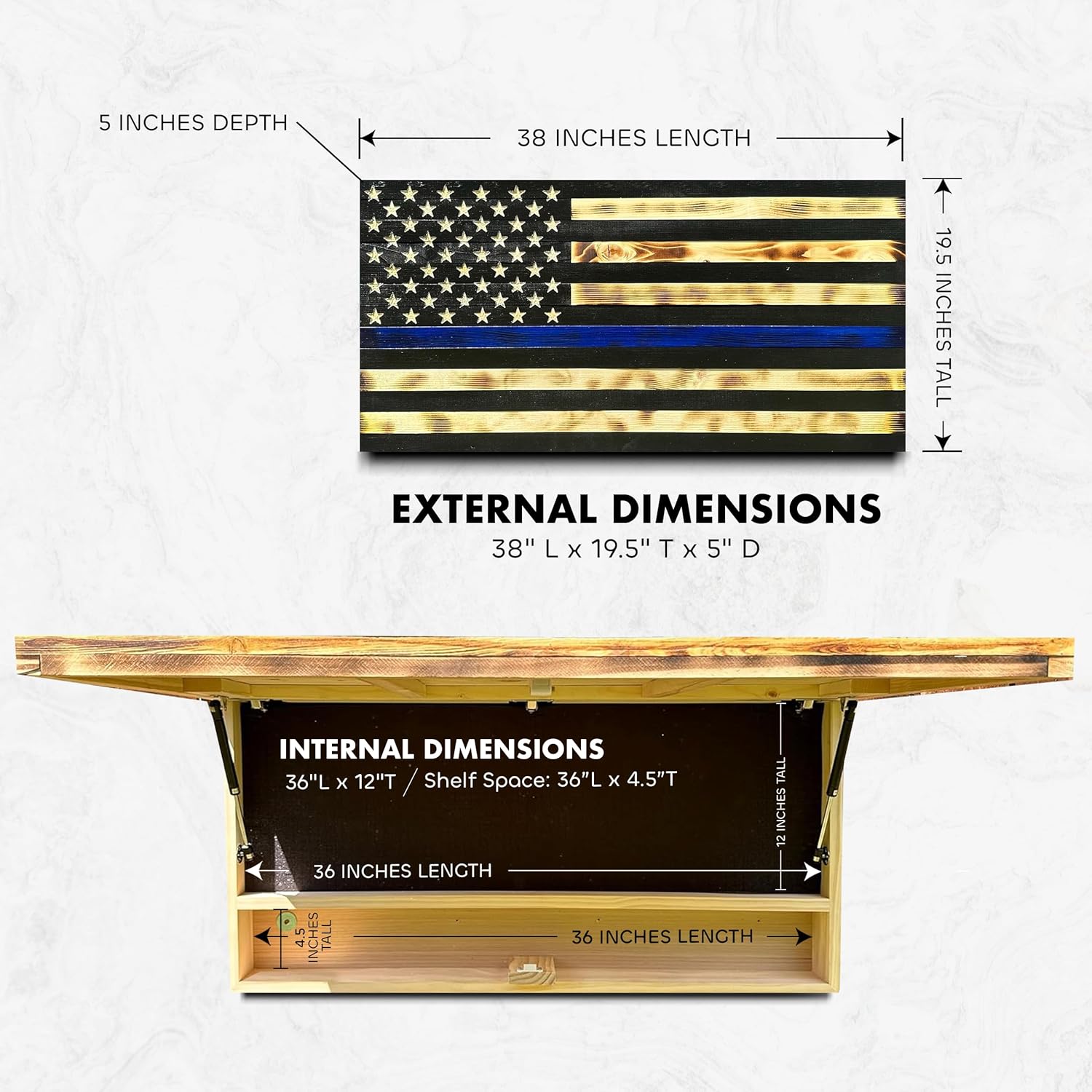 Large Thin Blue Line American Flag Gun Safe by Bellewood Designs - product image 6 for Resin Society