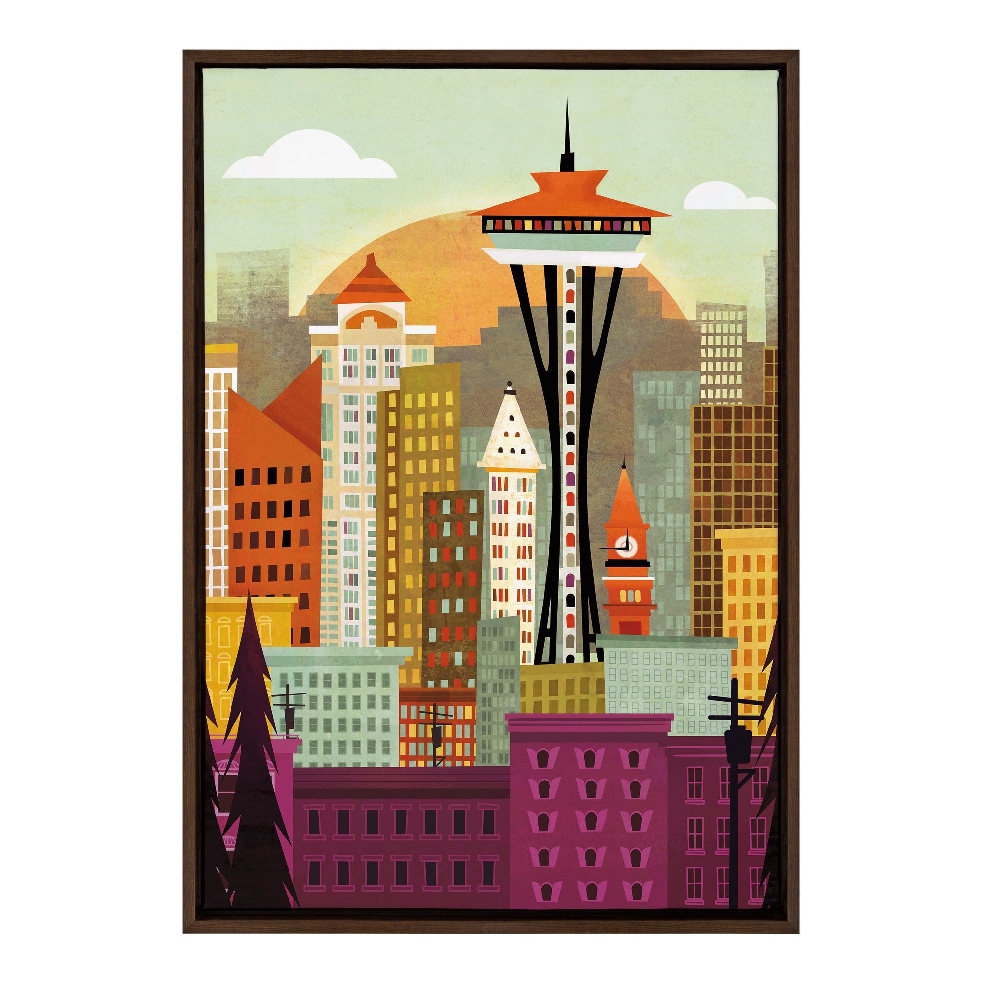 Sylvie Seattle Skyline Framed Canvas by kateandlaurel - product image 9 for Resin Society