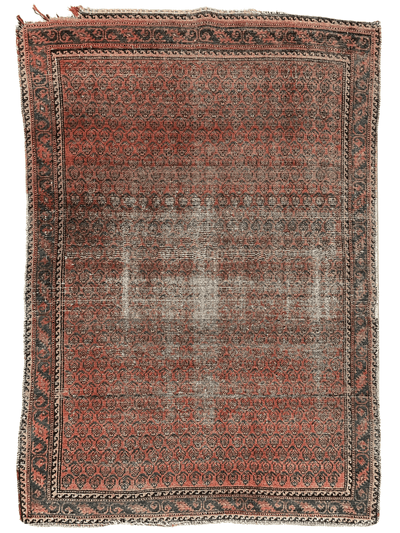 Distressed Persian Paisley Rug showing intricate paisley patterns in faded natural colors