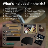 DIY 2-Piece Spoon Carving Kit for Beginners with wood blanks and carving tools