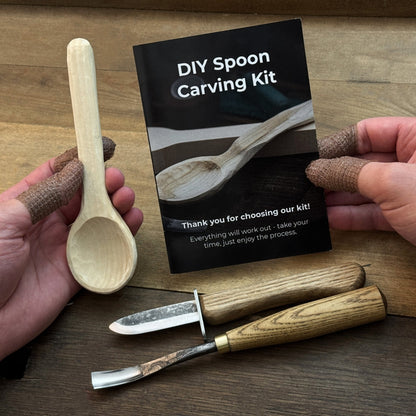 DIY 2-Piece Spoon Carving Kit for Beginners with wood blanks and carving tools