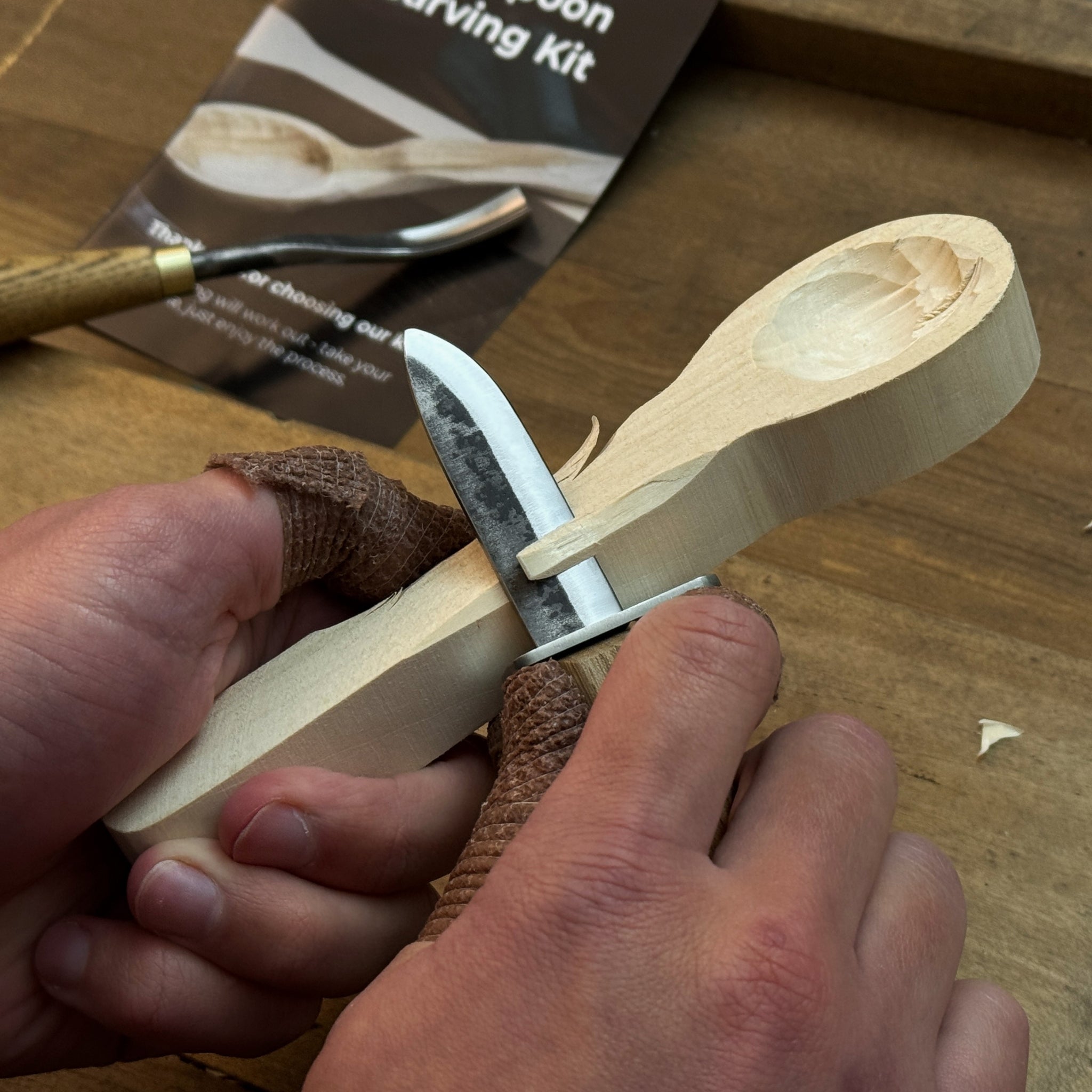 DIY 2-Piece Spoon Carving Kit for Beginners with wood blanks and carving tools