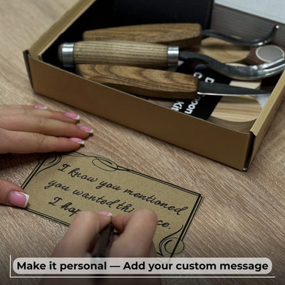 DIY 3-piece spoon carving kit with linden, cherry, and oak wood blanks and hand-forged carving tools
