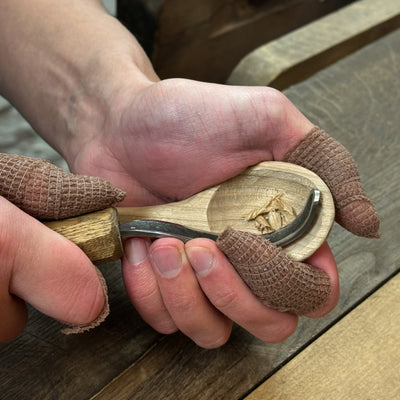 DIY 3-piece spoon carving kit with linden, cherry, and oak wood blanks and hand-forged carving tools
