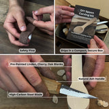 DIY 3-Piece Spoon Carving Kit with wood blanks and hand-forged carving tools