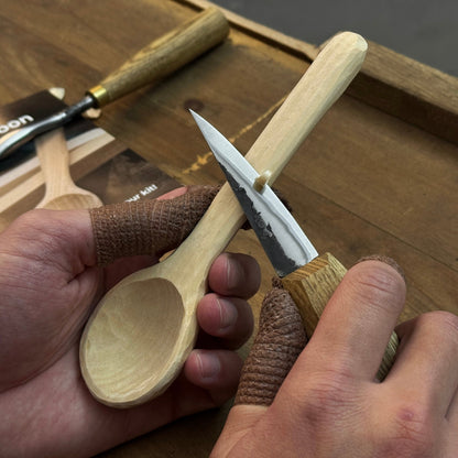 DIY 3-Piece Spoon Carving Kit with wood blanks and hand-forged carving tools