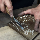 DIY Beaver Carving Kit with V-shaped chisel, pre-painted wood board, and video guide