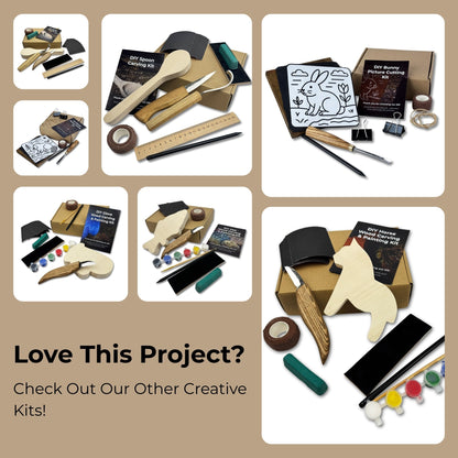 DIY Bird Wood Carving and Painting Kit with tools, wood blocks, paint set, and instructional video by Sharky Forged Steel Tools