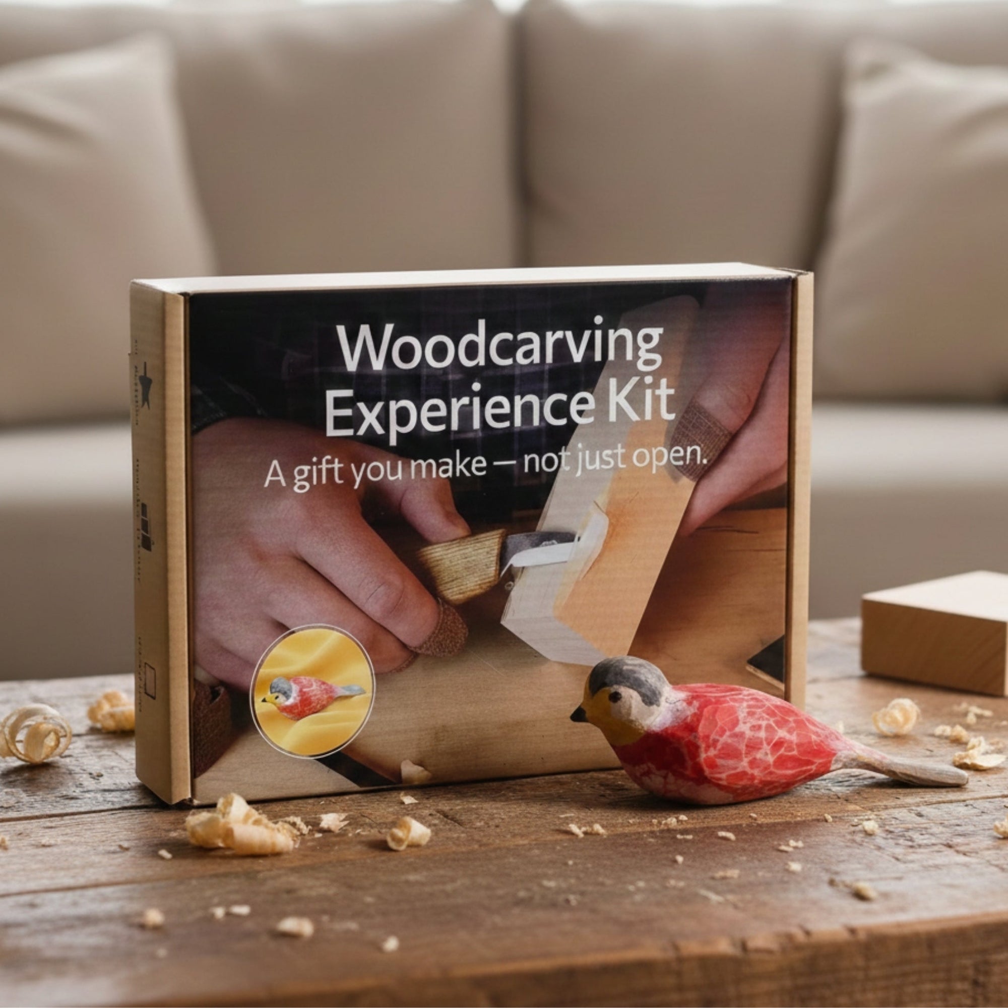 DIY Bird Wood Carving and Painting Kit with tools, wood blocks, paint set, and instructional video by Sharky Forged Steel Tools
