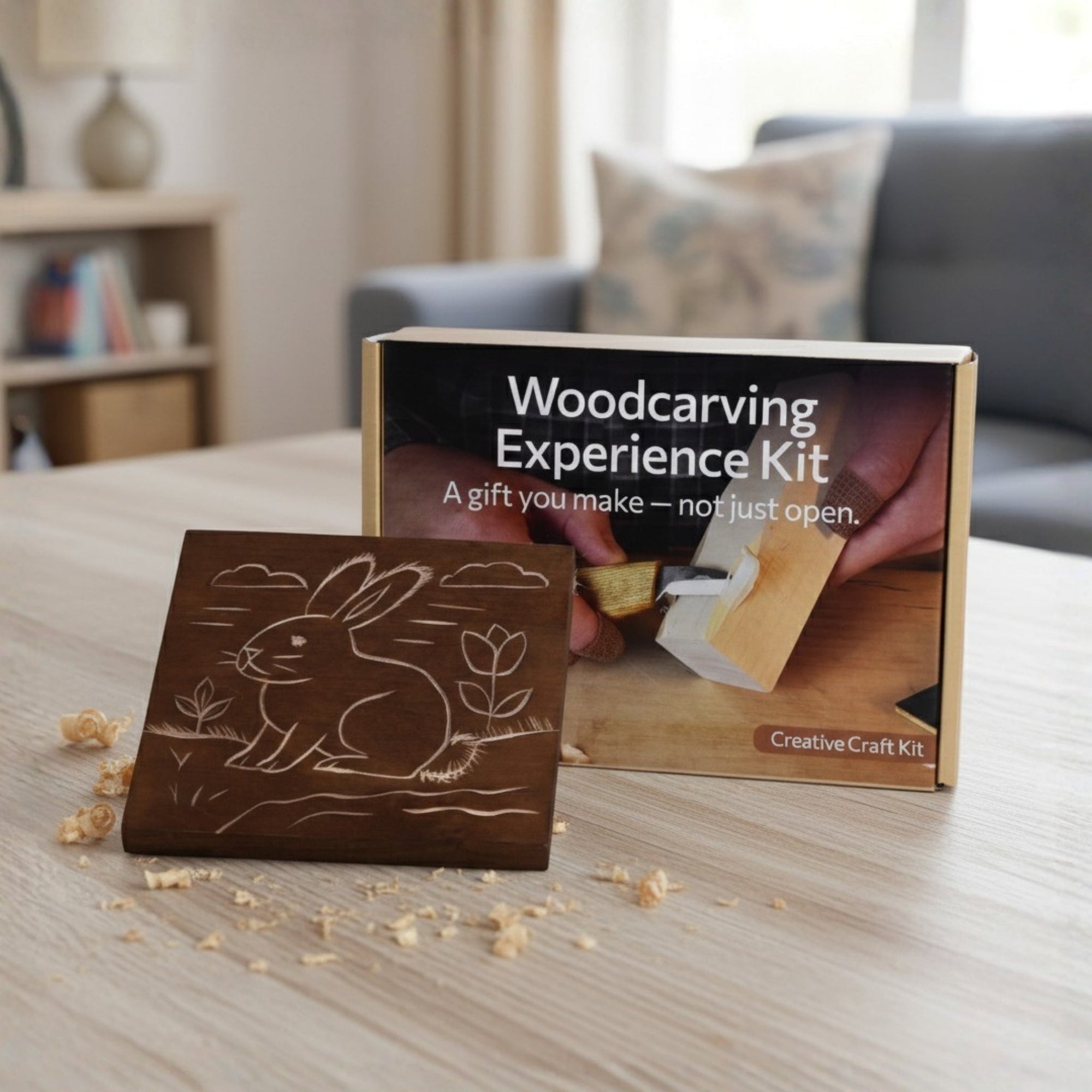 DIY Bunny Carving Kit with V-Chisel and step-by-step video guide by Sharky Forged Steel Tools