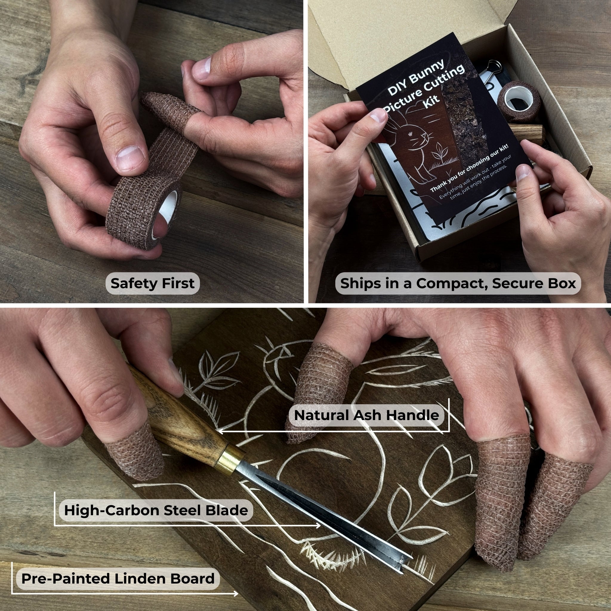 DIY Bunny Carving Kit with V-Chisel and step-by-step video guide by Sharky Forged Steel Tools