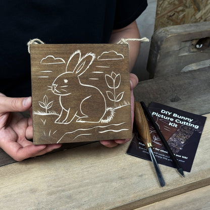 DIY Bunny Carving Kit with V-Chisel and step-by-step video guide by Sharky Forged Steel Tools