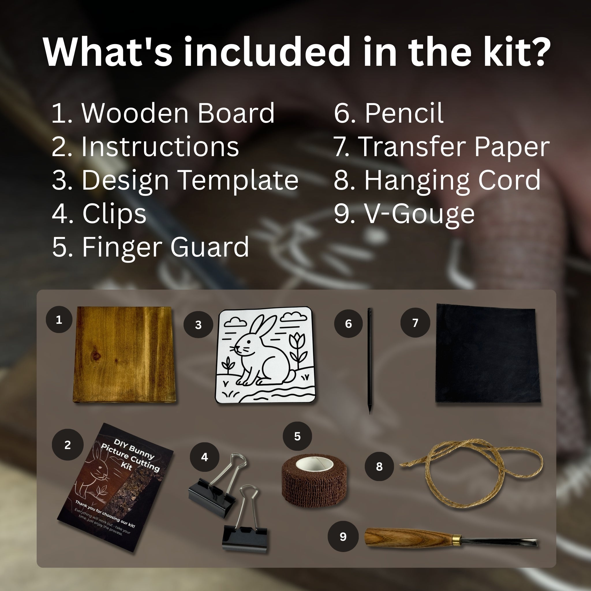 DIY Bunny Carving Kit with V-Chisel and step-by-step video guide by Sharky Forged Steel Tools