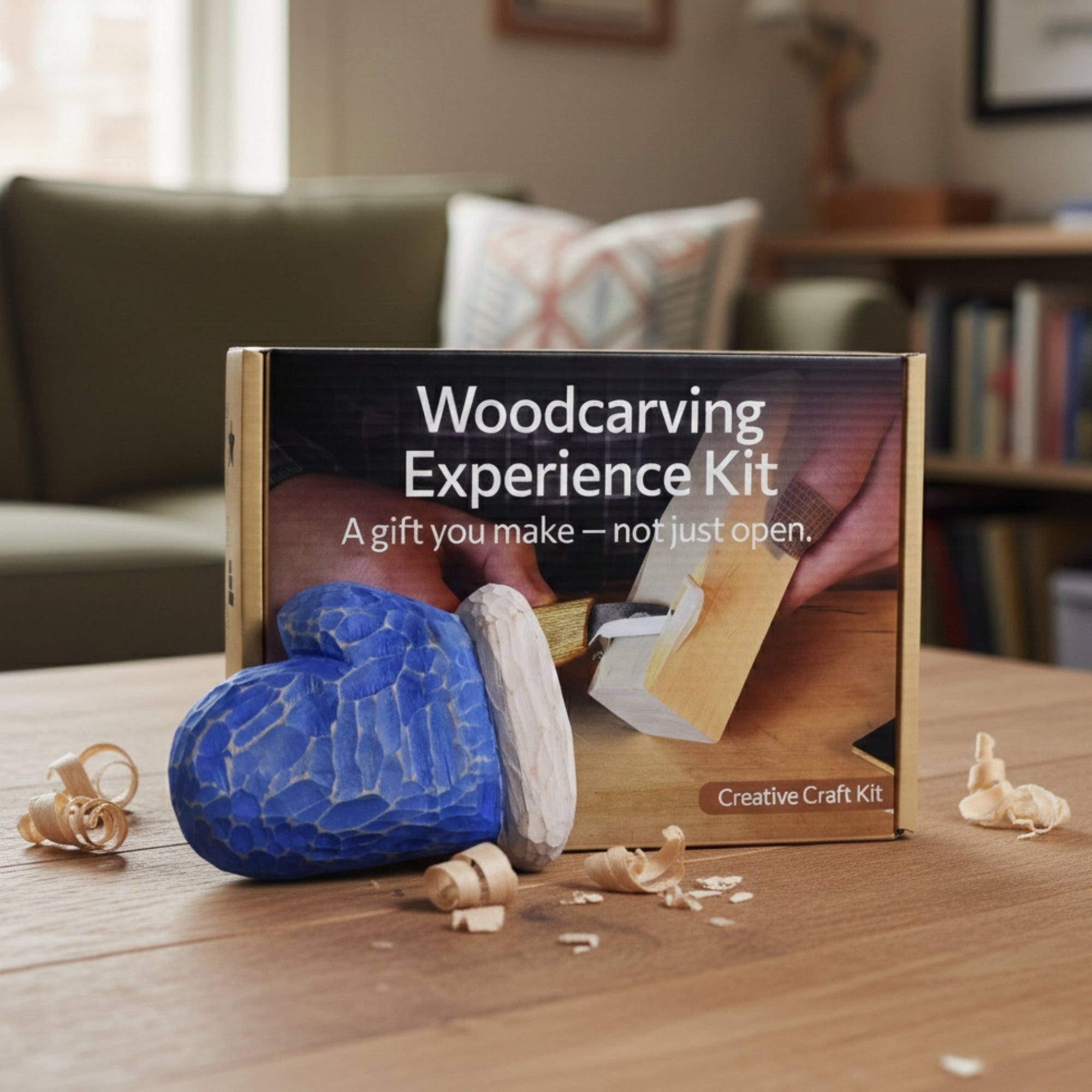 DIY Glove Wood Carving & Painting Kit with carving knife, wooden glove blank, paint set, and tutorial materials