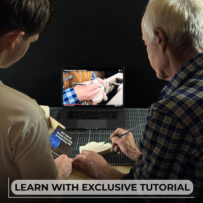 DIY Glove Wood Carving & Painting Kit with carving knife, wooden glove blank, paint set, and tutorial materials