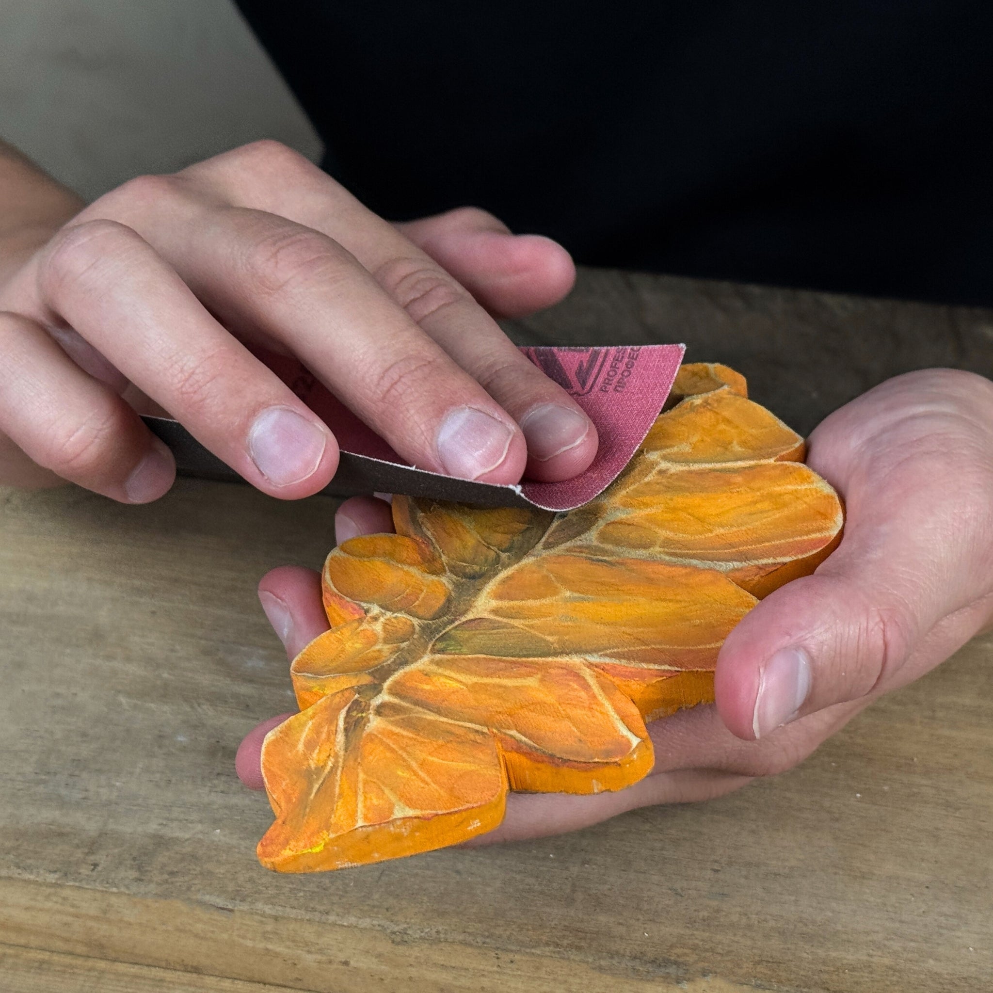 DIY Oak Leaf Carving and Painting Kit with carving tools, pre-cut wood leaf, paints, and brush