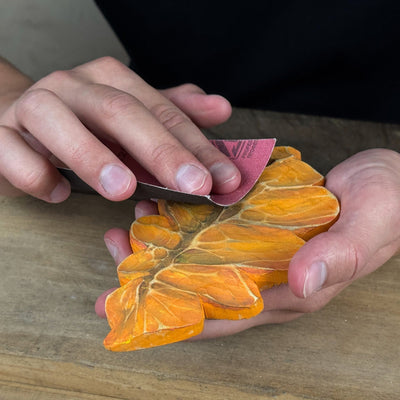 DIY Oak Leaf Carving and Painting Kit with carving tools, pre-cut wood leaf, paints, and brush