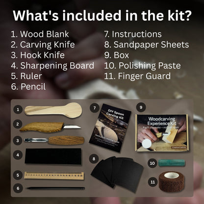 DIY Spoon Carving Kit for Beginners with Hook Knife and Whittling Tools