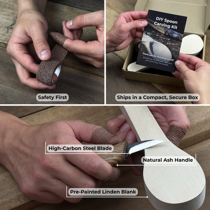 DIY Spoon Carving Kit for Beginners with Hook Knife and Whittling Tools