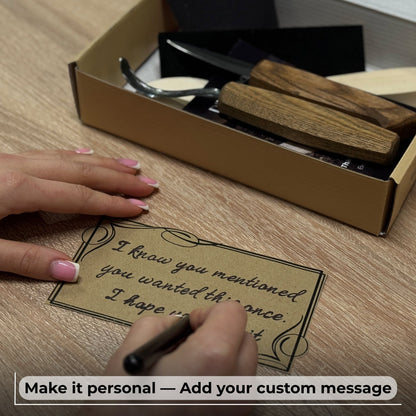 DIY wood carving kit with spoon making tools and pre-cut basswood blank