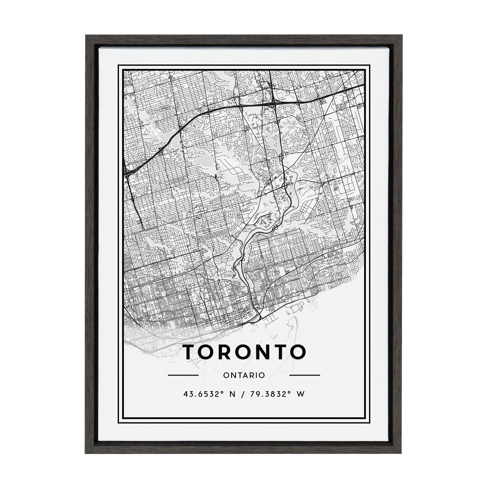Sylvie Toronto Modern Map Framed Canvas by kateandlaurel - main product image for Resin Society