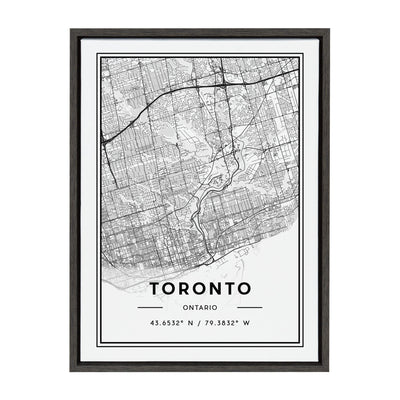 Sylvie Toronto Modern Map Framed Canvas by kateandlaurel - main product image for Resin Society