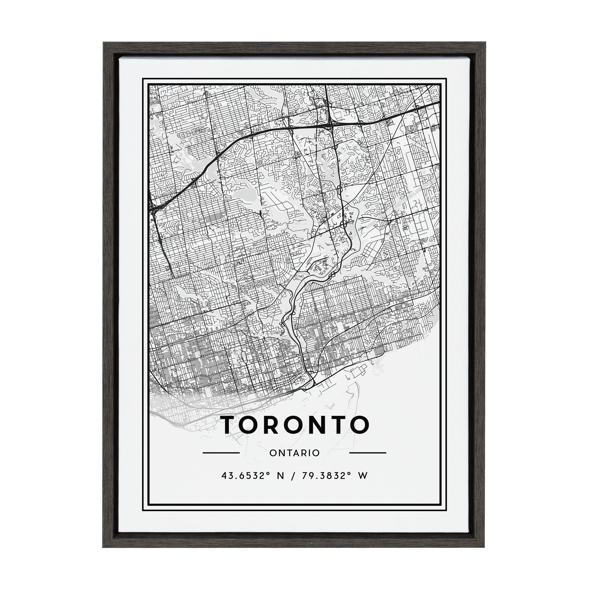 Sylvie Toronto Modern Map Framed Canvas by kateandlaurel - product image 8 for Resin Society
