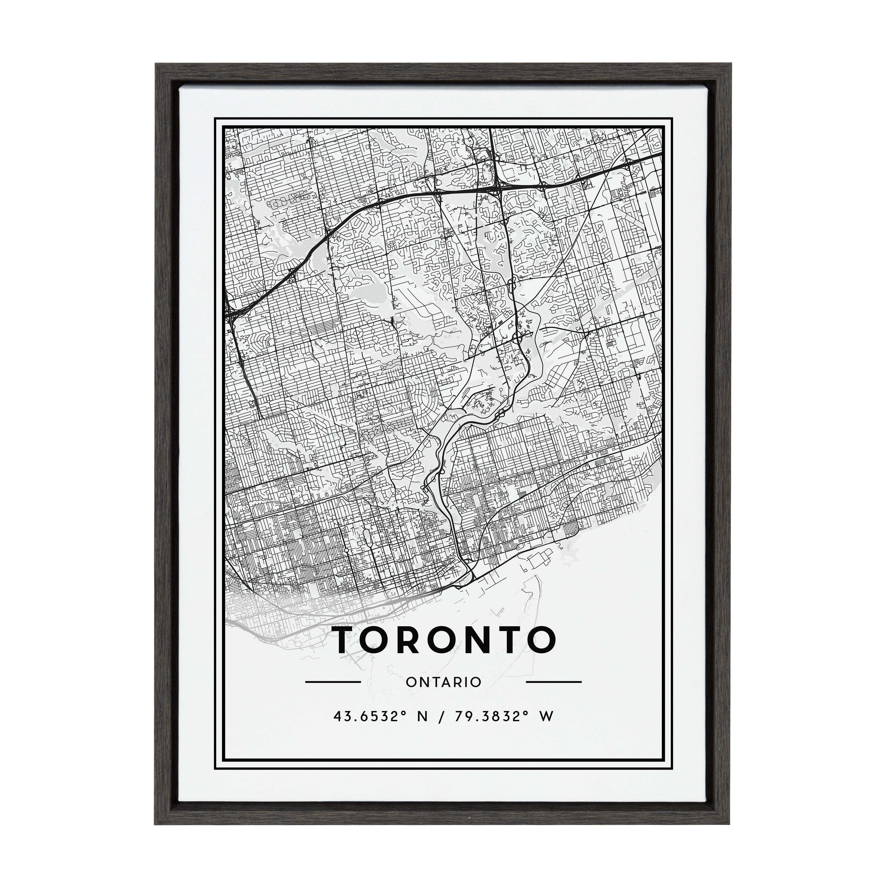Sylvie Toronto Modern Map Framed Canvas by kateandlaurel - product image 8 for Resin Society