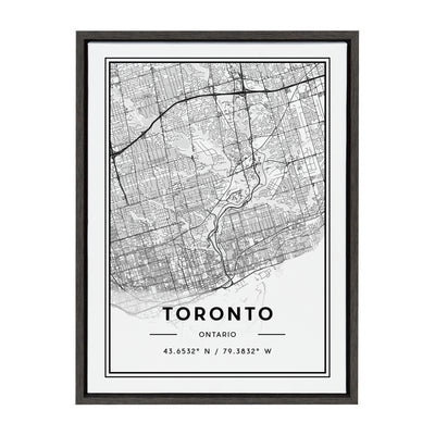 Sylvie Toronto Modern Map Framed Canvas by kateandlaurel - product image 8 for Resin Society