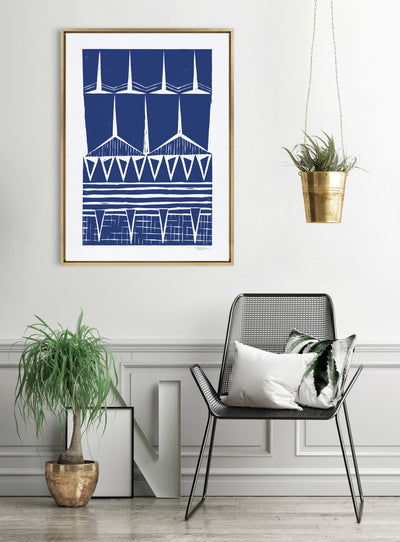 Sylvie Modern Tribal Block Print Indigo Framed Canvas by kateandlaurel - product image 6 for Resin Society