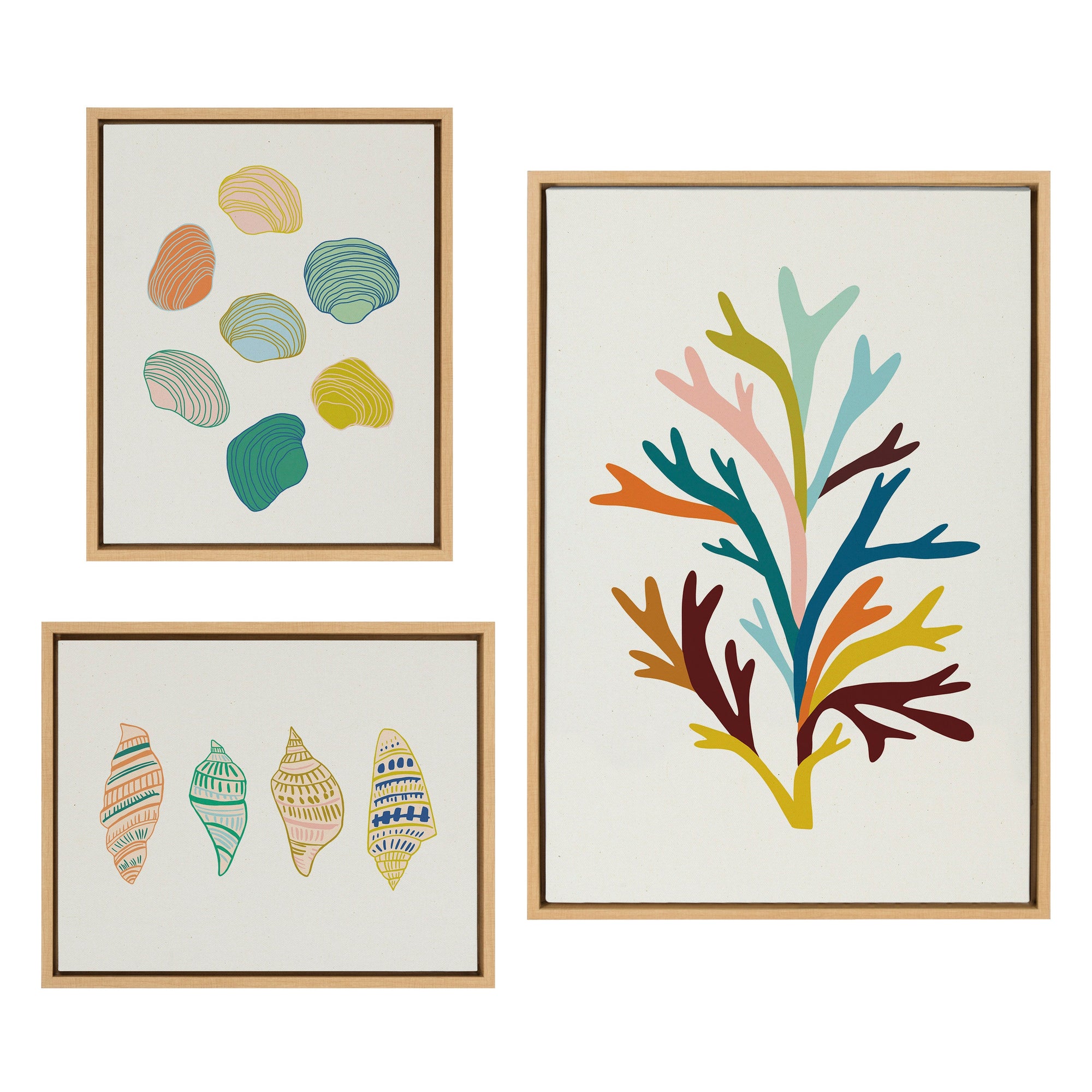 Sylvie Sea Plant and Ocean Treasures Framed Canvas Set by Alicia Schultz by kateandlaurel - product image 7 for Resin Society
