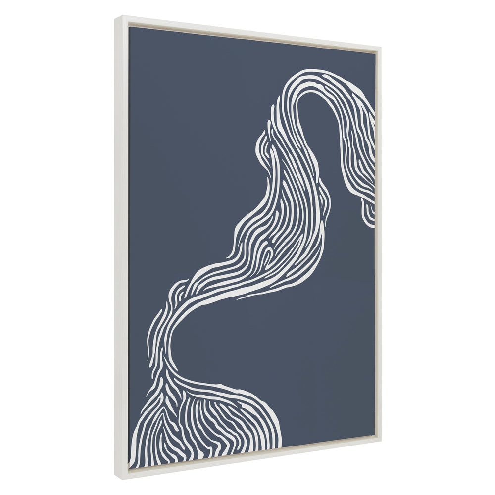 Sylvie Rich Blue Abstract River Framed Canvas by kateandlaurel - main product image for Resin Society