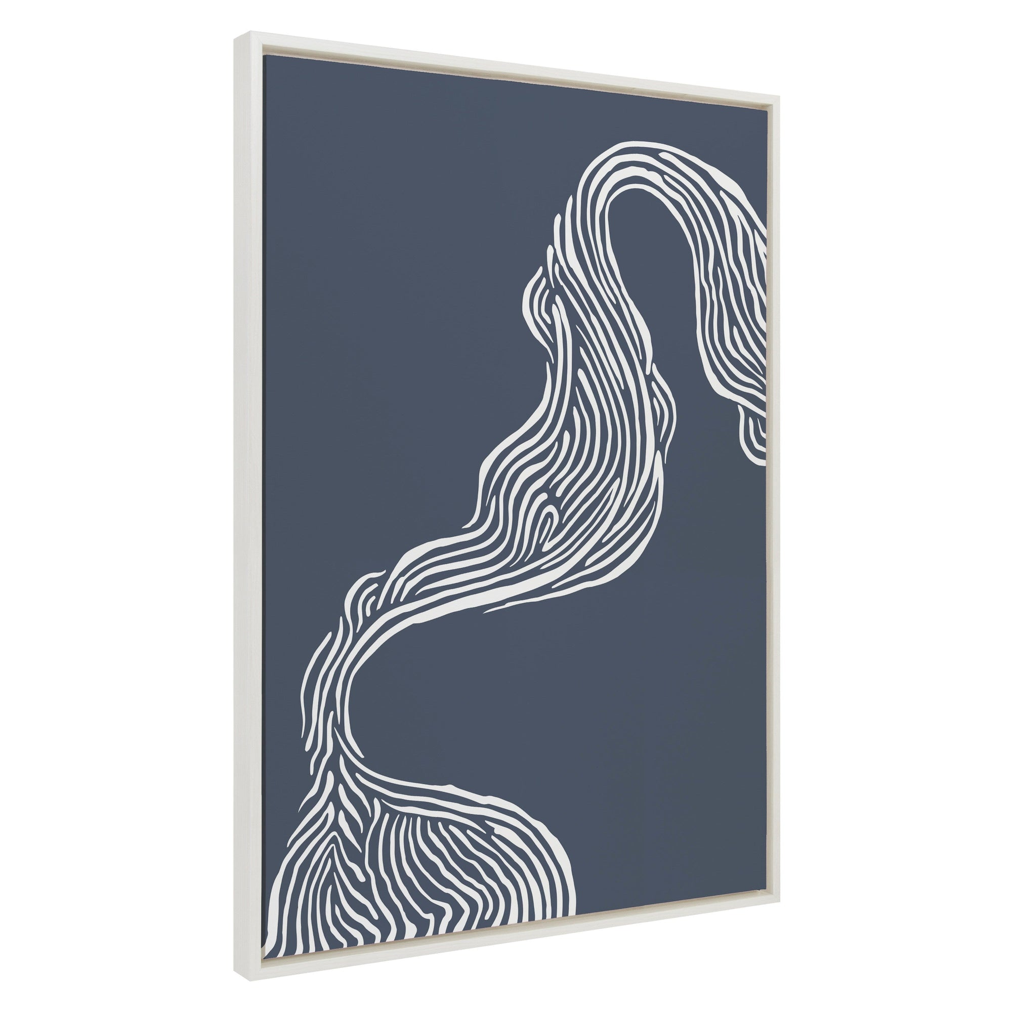 Sylvie Rich Blue Abstract River Framed Canvas by kateandlaurel - main product image for Resin Society