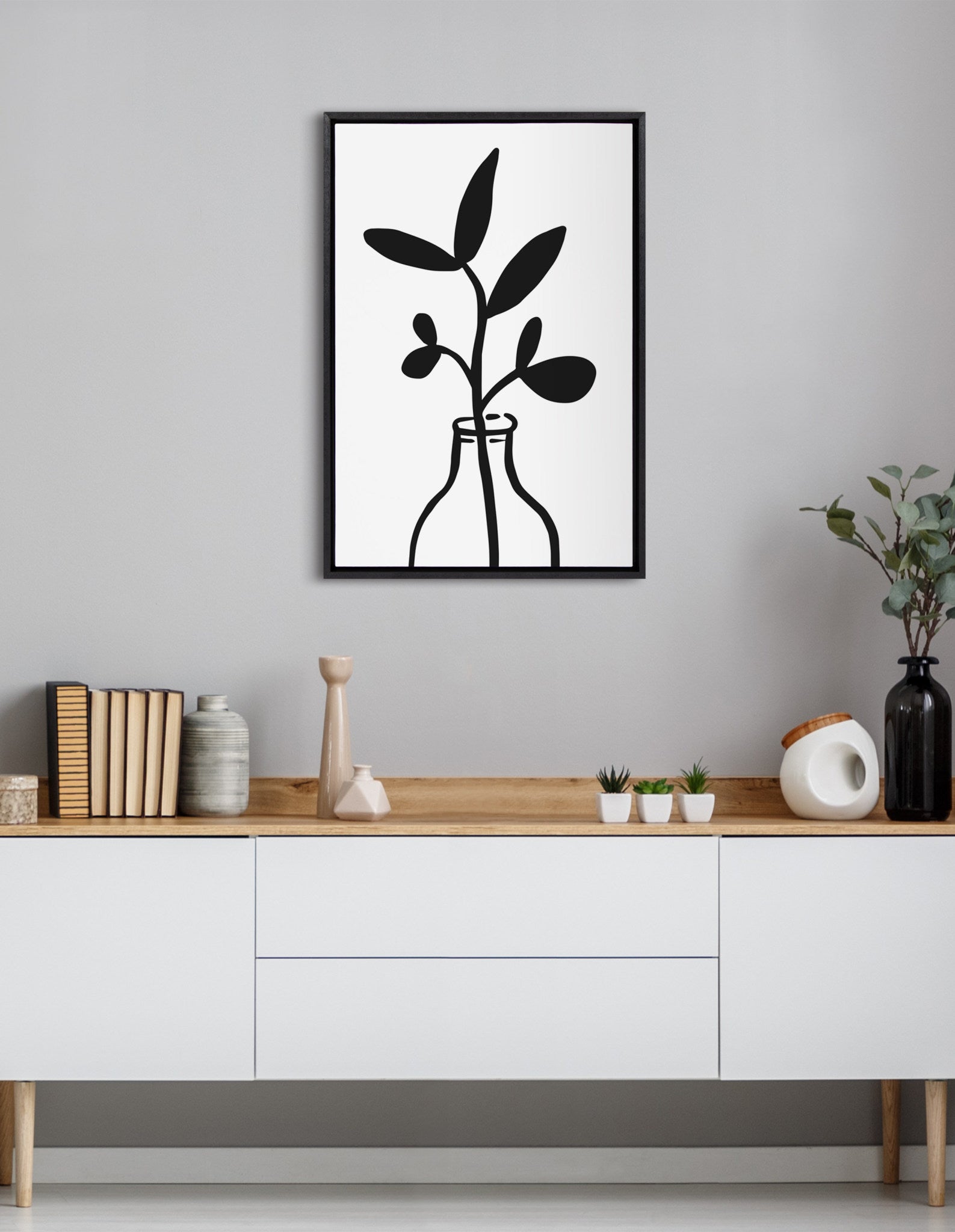 Sylvie Modern Botanical Vase 3 Framed Canvas by The Creative Bunch by kateandlaurel - product image 8 for Resin Society