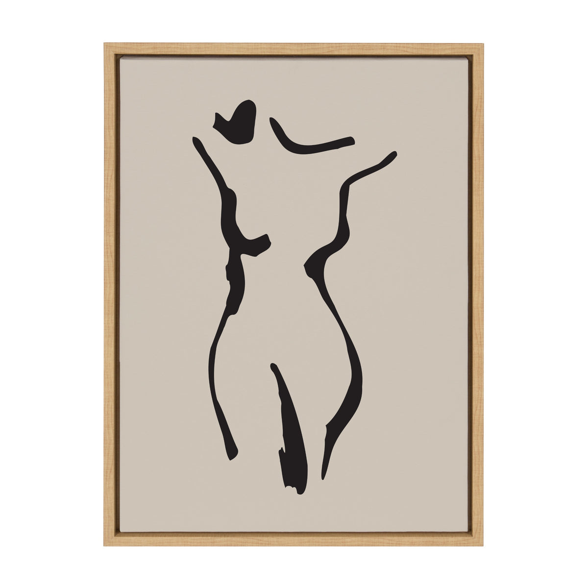 Sylvie Minimalist Neutral Line Art Drawing Body Framed Canvas by kateandlaurel - product image 2 for Resin Society