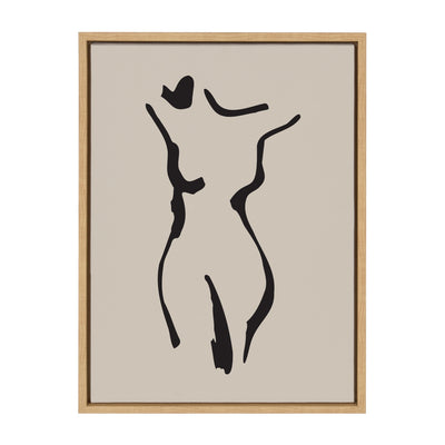 Sylvie Minimalist Neutral Line Art Drawing Body Framed Canvas by kateandlaurel - product image 2 for Resin Society