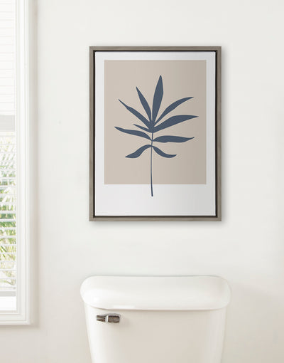 Sylvie Muted Tan and Blue Colorblock Botanical Leaf Framed Canvas by kateandlaurel - product image 16 for Resin Society