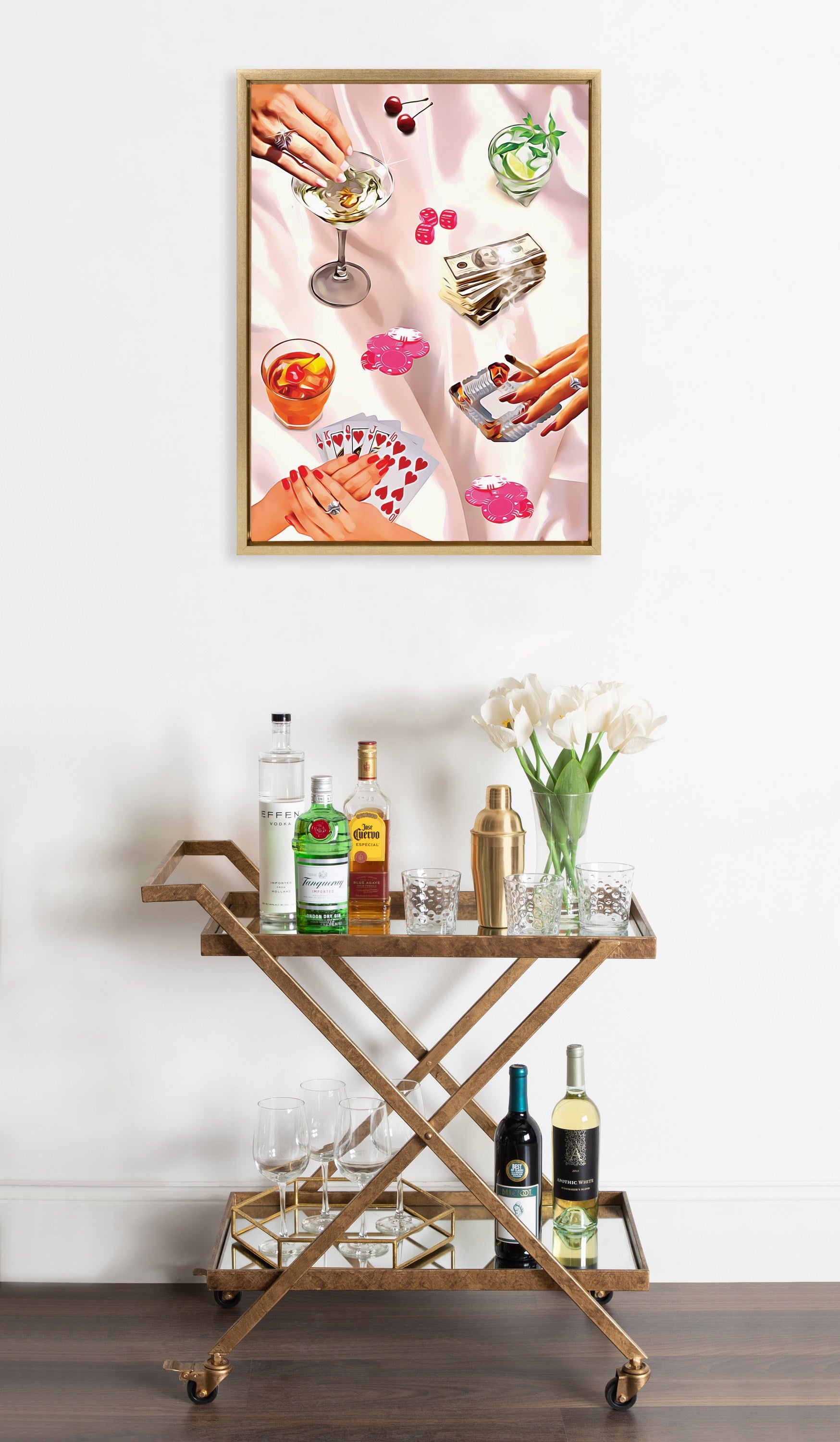 Sylvie Game Night Poker Framed Canvas by Honey Island Studio