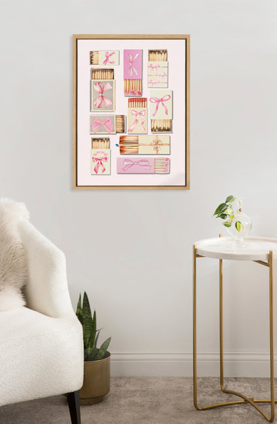Sylvie Retro Matchboxes Bows Framed Canvas by Honey Island Studio