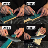 Double-sided leather sharpening strop with polishing paste and ash wood handle