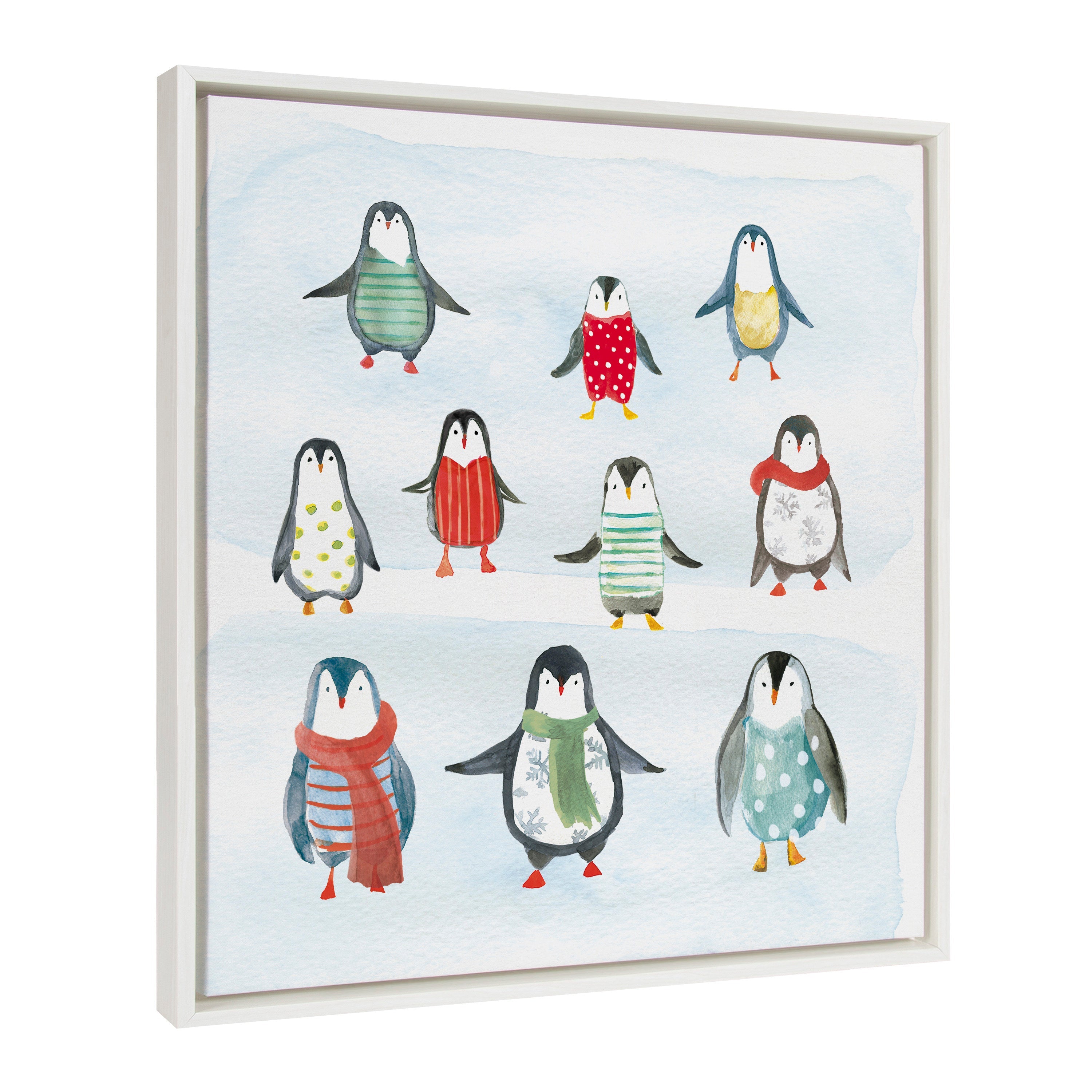 Sylvie Friend Zone Winterwonder Penguins Framed Canvas by House of Turnowsky