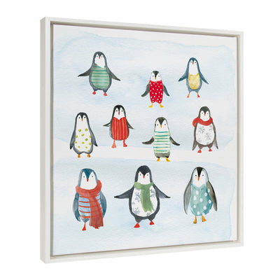 Sylvie Friend Zone Winterwonder Penguins Framed Canvas by House of Turnowsky