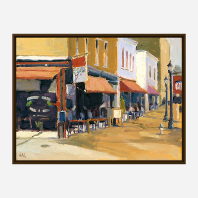 Downtown Cafe Artist Enhanced Canvas Print