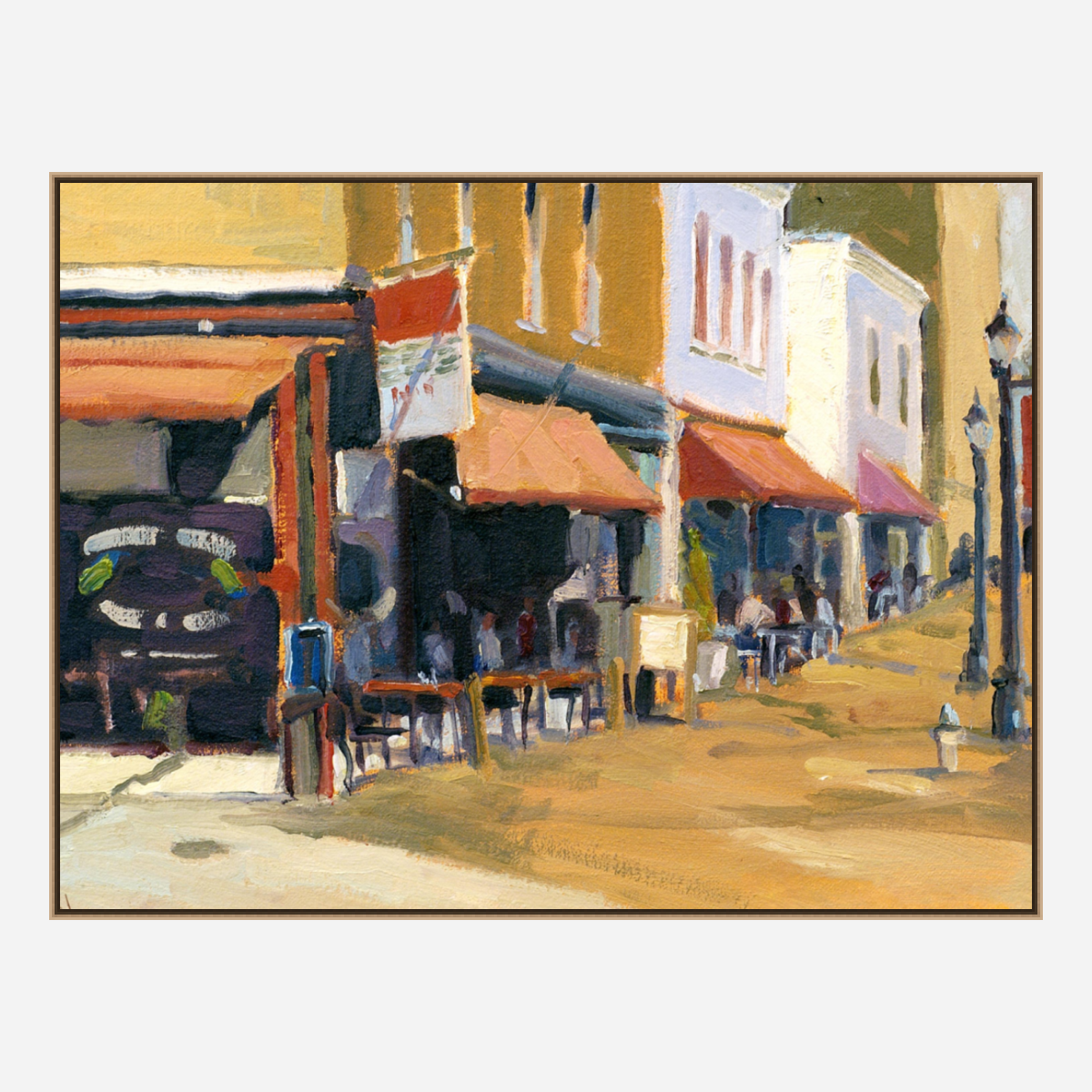 Downtown Cafe Artist Enhanced Canvas Print